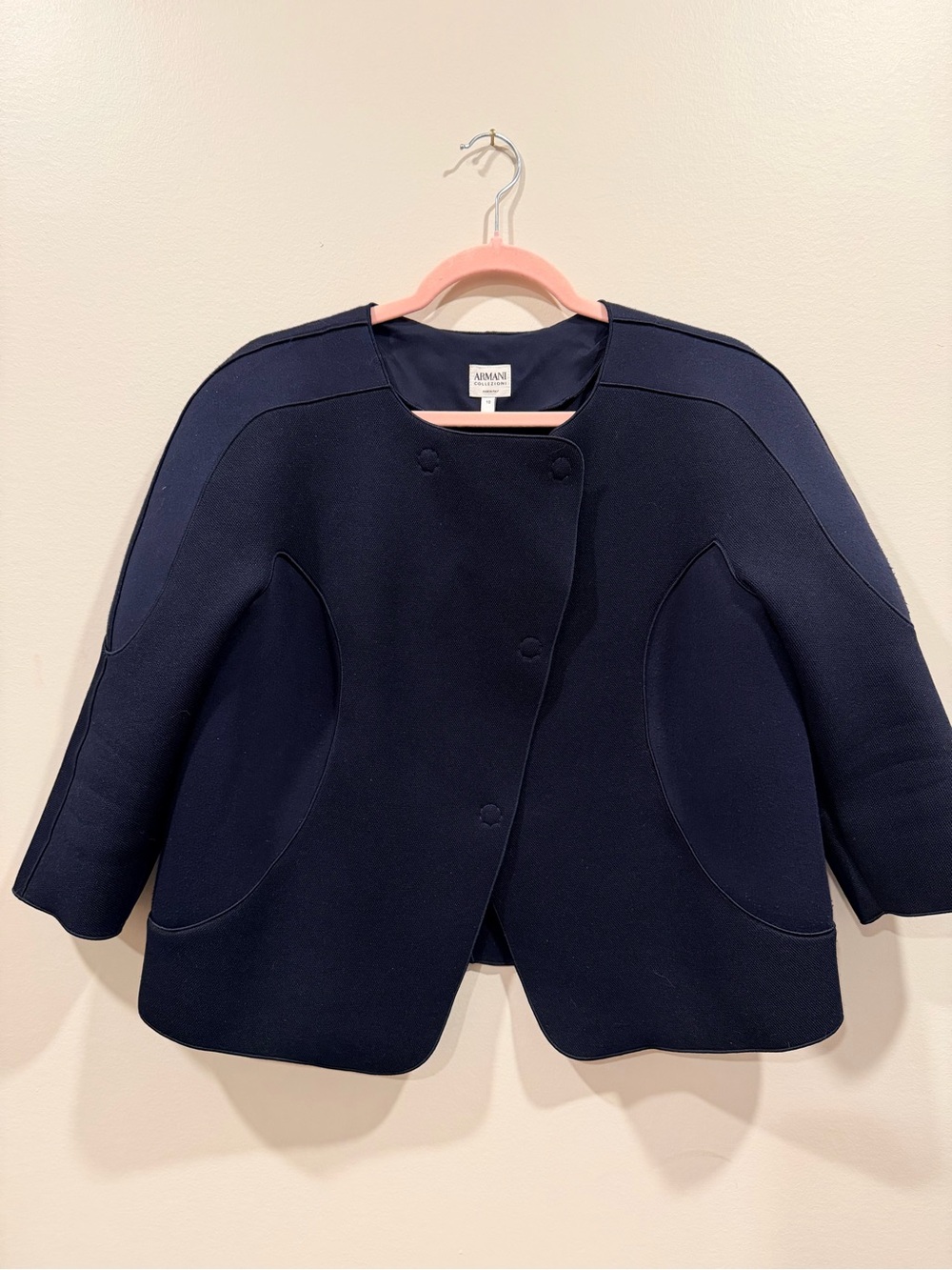 Armani Collezioni Navy Sculpted Blazer Jacket Size 10 Minimalist